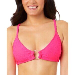 Salt & Cove Juniors Bikini Top Terry Cloth O-Ring Floral Textured Pink XS